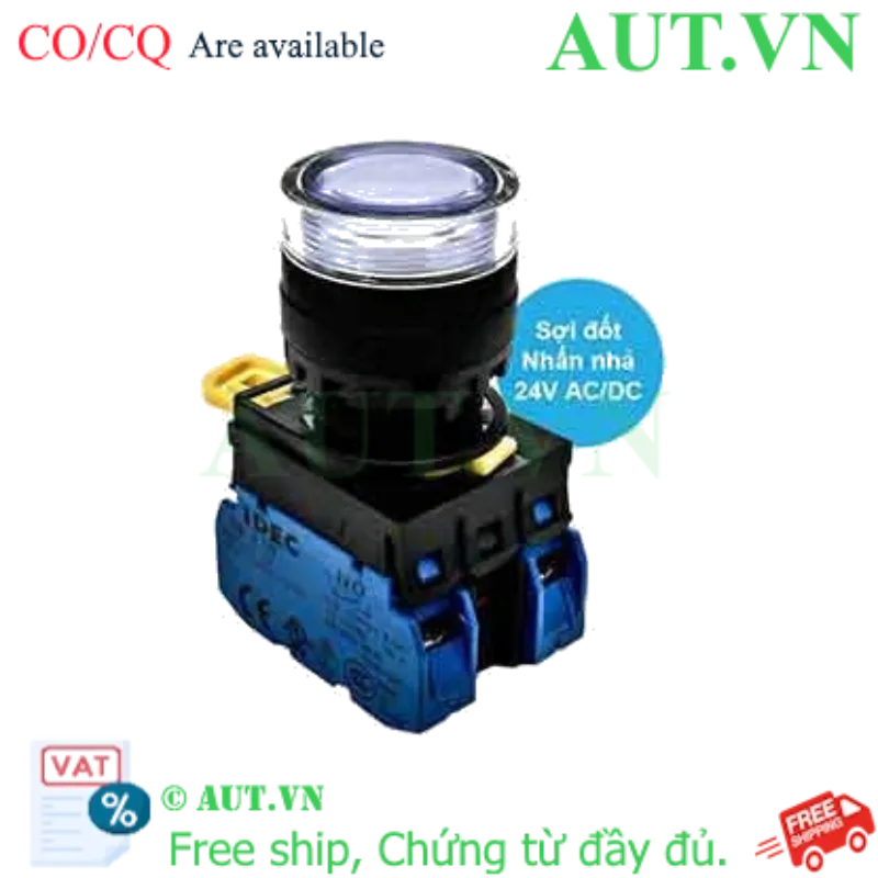 Ảnh của Nút nhấn nhả có đèn IDEC YW1L-MF2E20Q7W 24VAC/DC D22 2NO (Trắng)