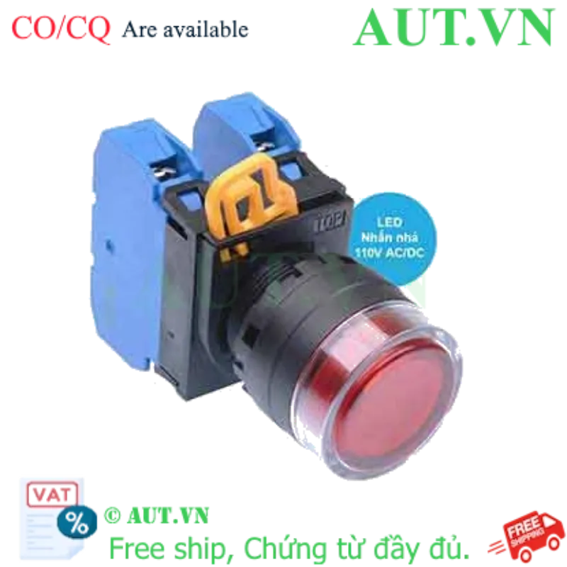 Ảnh của Nút nhấn nhả có đèn IDEC YW1L-MF2E20QHR 110VAC D22 2NO (Đỏ)