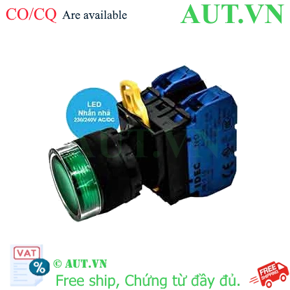Ảnh của Nút nhấn nhả có đèn IDEC YW1L-MF2E20QM3G 220VAC D22 2NO (Xanh)