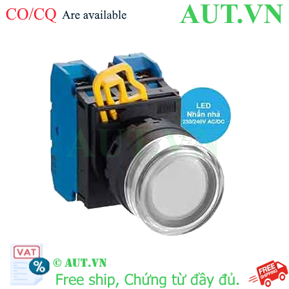 Ảnh của Nút nhấn nhả có đèn IDEC YW1L-MF2E20QM3PW 220VAC D22 2NO (Trắng)