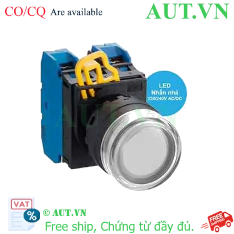 Ảnh của Nút nhấn nhả có đèn IDEC YW1L-MF2E20QM3PW 220VAC D22 2NO (Trắng)