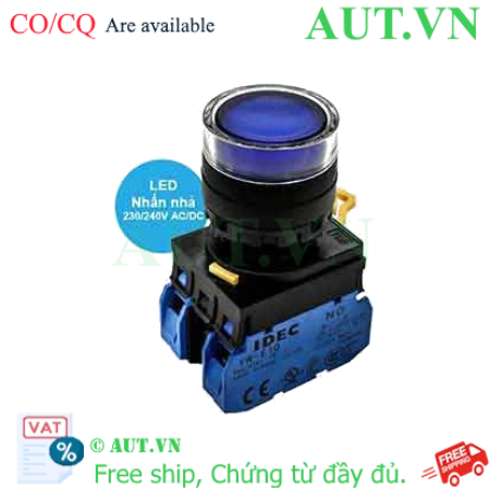 Ảnh của Nút nhấn nhả có đèn IDEC YW1L-MF2E20QM3S 220VAC D22 2NO (Xanh)