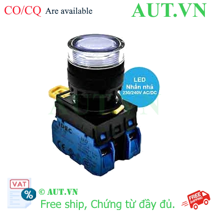Ảnh của Nút nhấn nhả có đèn IDEC YW1L-MF2E20QM3W 220VAC D22 2NO (Trắng)