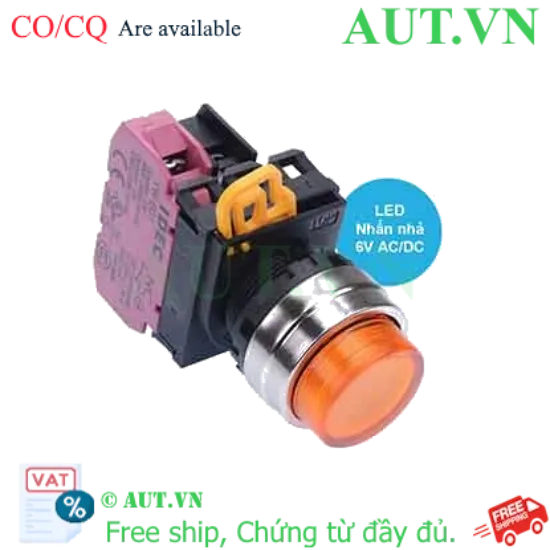 Ảnh của Nút nhấn nhả có đèn IDEC YW4L-M2E01Q2A 6VAC/DC D22 1NC (Hổ phách)