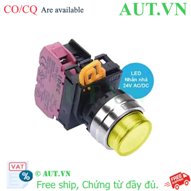 Ảnh của Nút nhấn nhả có đèn IDEC YW4L-M2E01Q4Y 24VAC/DC D22 1NC (Vàng)