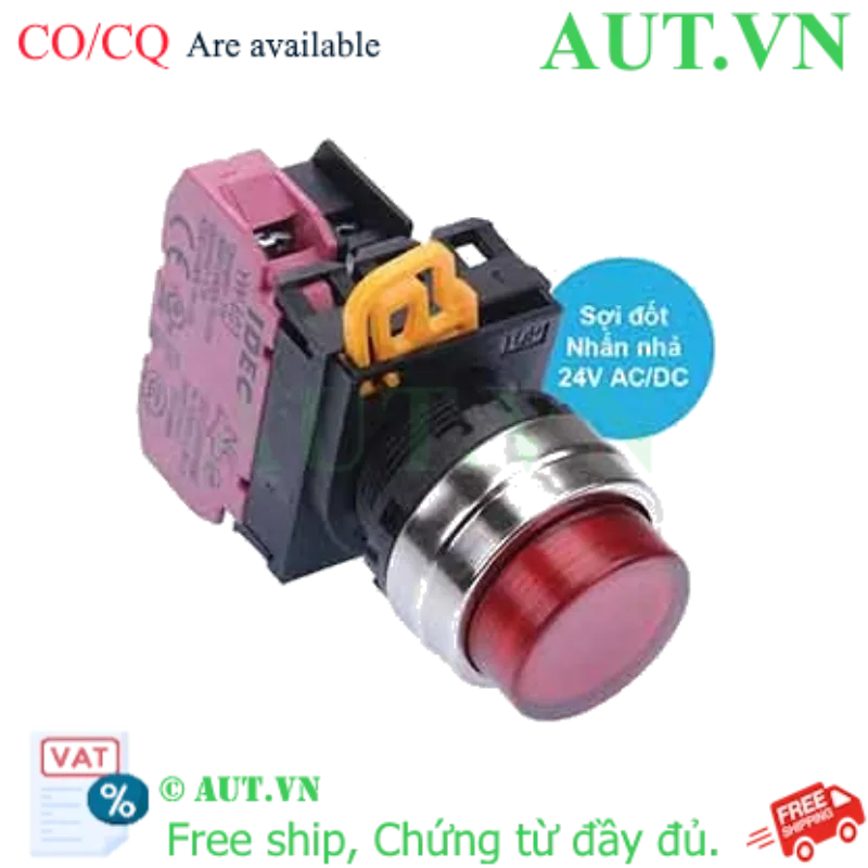 Ảnh của Nút nhấn nhả có đèn IDEC YW4L-M2E01Q7R 24VAC/DC D22 1NC (Đỏ)