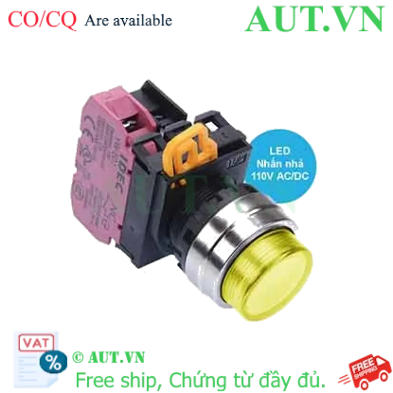 Ảnh của Nút nhấn nhả có đèn IDEC YW4L-M2E01QHY 110VAC D22 1NC (Vàng)