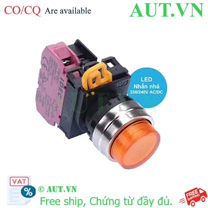 Ảnh của Nút nhấn nhả có đèn IDEC YW4L-M2E01QM3A 220VAC D22 1NC (Hổ phách)