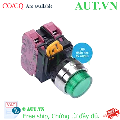Ảnh của Nút nhấn nhả có đèn IDEC YW4L-M2E02Q2G 6VAC/DC D22 2NC (Xanh)