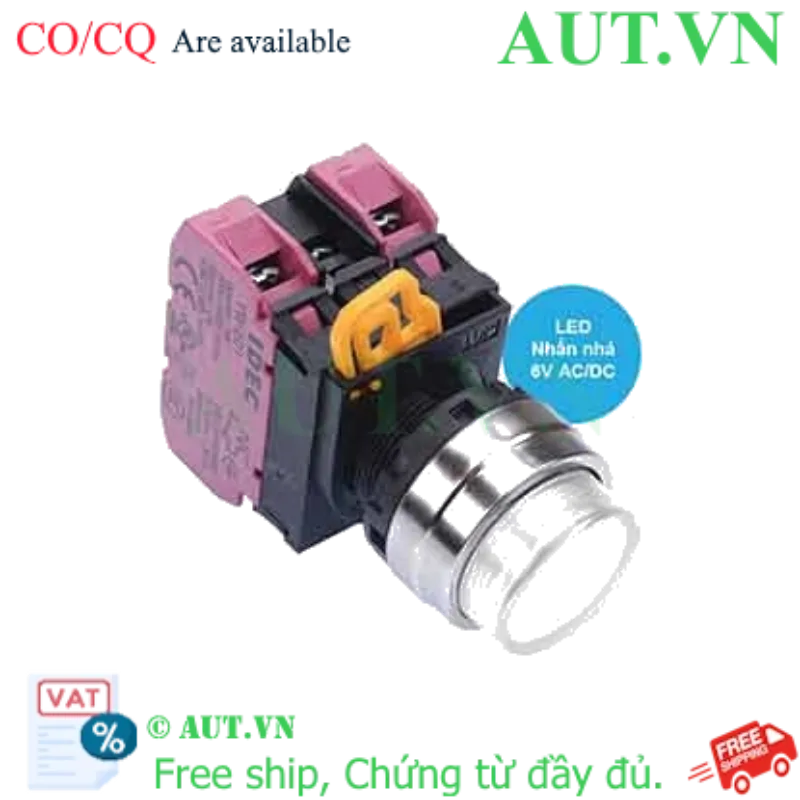 Ảnh của Nút nhấn nhả có đèn IDEC YW4L-M2E02Q2PW 6VAC/DC D22 2NC (Trắng)