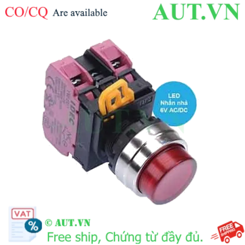 Ảnh của Nút nhấn nhả có đèn IDEC YW4L-M2E02Q2R 6VAC/DC D22 2NC (Đỏ)