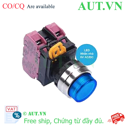 Ảnh của Nút nhấn nhả có đèn IDEC YW4L-M2E02Q2S 6VAC/DC D22 2NC (Xanh)