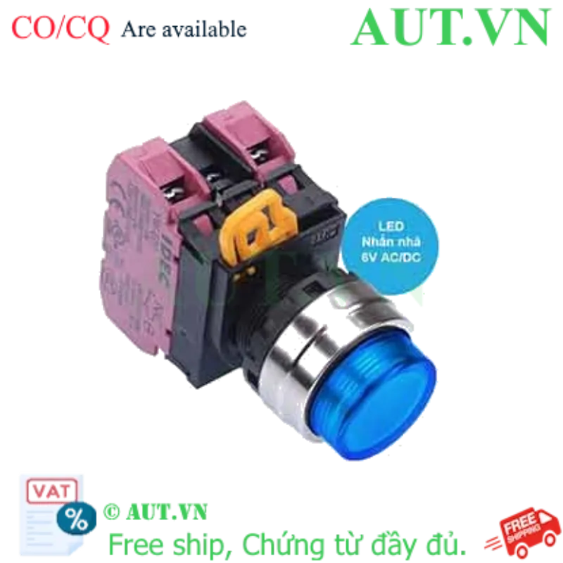 Ảnh của Nút nhấn nhả có đèn IDEC YW4L-M2E02Q2S 6VAC/DC D22 2NC (Xanh)