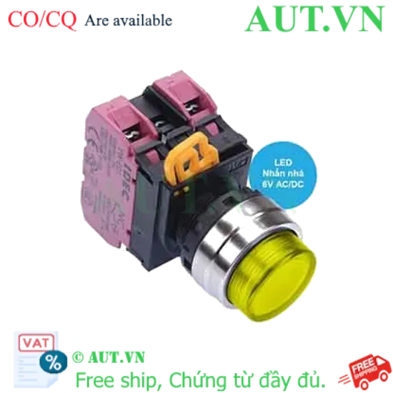 Ảnh của Nút nhấn nhả có đèn IDEC YW4L-M2E02Q2Y 6VAC/DC D22 2NC (Vàng)