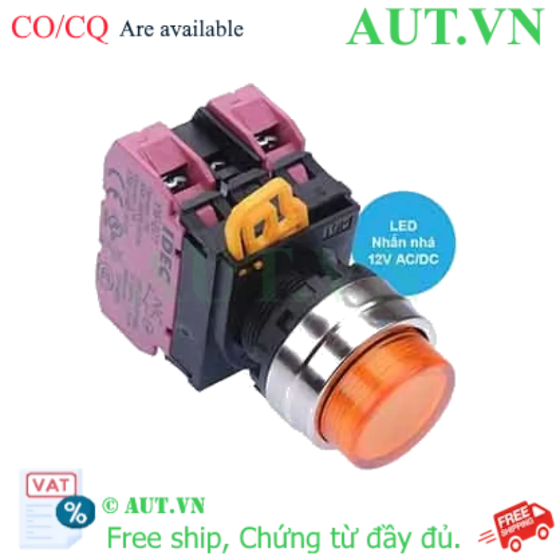 Ảnh của Nút nhấn nhả có đèn IDEC YW4L-M2E02Q3A 12VAC/DC D22 2NC (Hổ phách)