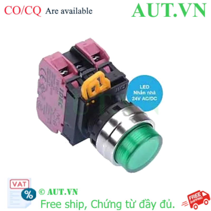 Ảnh của Nút nhấn nhả có đèn IDEC YW4L-M2E02Q4G 24VAC/DC D22 2NC (Xanh)