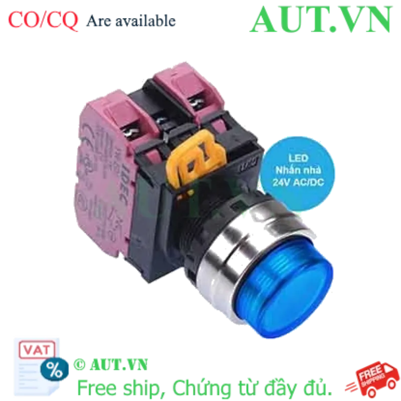 Ảnh của Nút nhấn nhả có đèn IDEC YW4L-M2E02Q4S 24VAC/DC D22 2NC (Xanh)