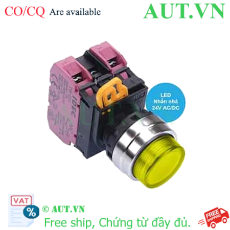 Ảnh của Nút nhấn nhả có đèn IDEC YW4L-M2E02Q4Y 24VAC/DC D22 2NC (Vàng)
