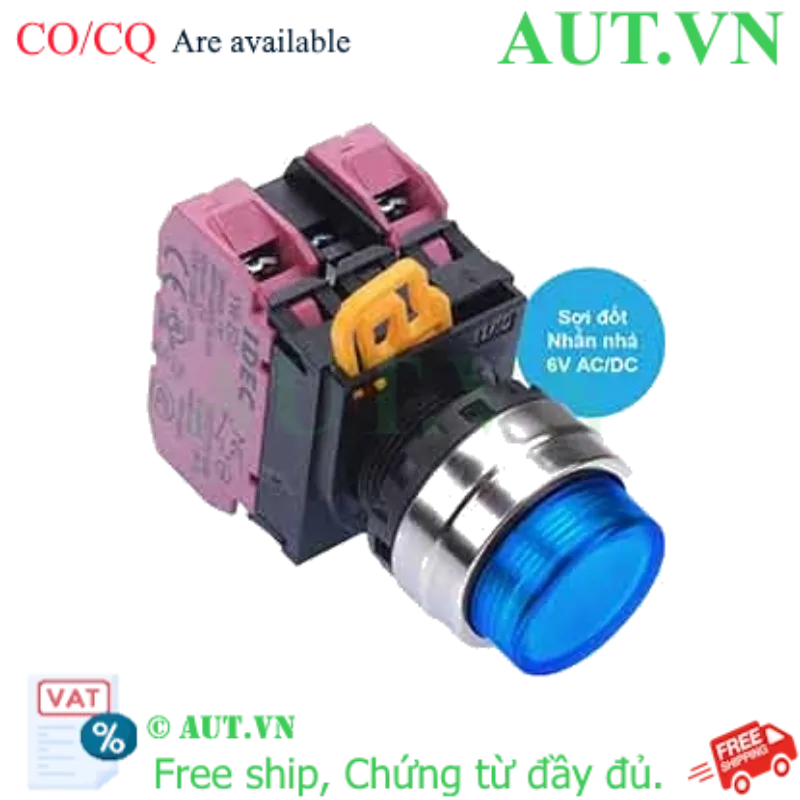 Ảnh của Nút nhấn nhả có đèn IDEC YW4L-M2E02Q5S 6VAC/DC D22 2NC (Xanh)
