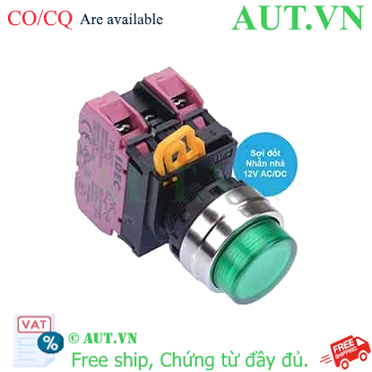 Ảnh của Nút nhấn nhả có đèn IDEC YW4L-M2E02Q6G 12VAC/DC D22 2NC (Xanh)