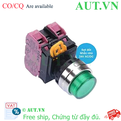 Ảnh của Nút nhấn nhả có đèn IDEC YW4L-M2E02Q7G 24VAC/DC D22 2NC (Xanh)