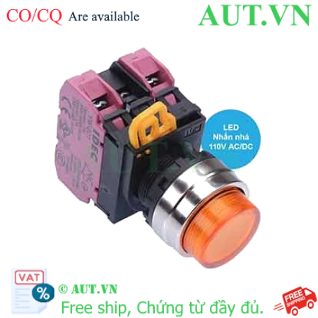 Ảnh của Nút nhấn nhả có đèn IDEC YW4L-M2E02QHA 110VAC D22 2NC (Hổ phách)