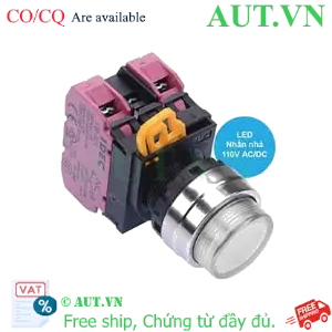 Ảnh của Nút nhấn nhả có đèn IDEC YW4L-M2E02QHW 110VAC D22 2NC (Trắng)