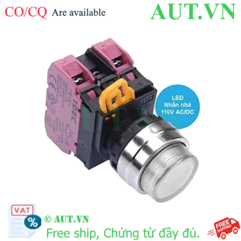 Ảnh của Nút nhấn nhả có đèn IDEC YW4L-M2E02QHW 110VAC D22 2NC (Trắng)