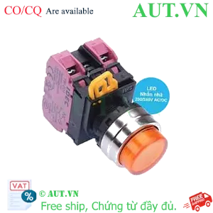 Ảnh của Nút nhấn nhả có đèn IDEC YW4L-M2E02QM3A 220VAC D22 2NC (Hổ phách)