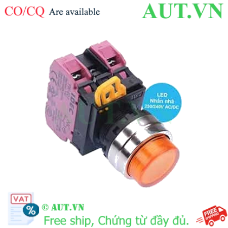 Ảnh của Nút nhấn nhả có đèn IDEC YW4L-M2E02QM3A 220VAC D22 2NC (Hổ phách)