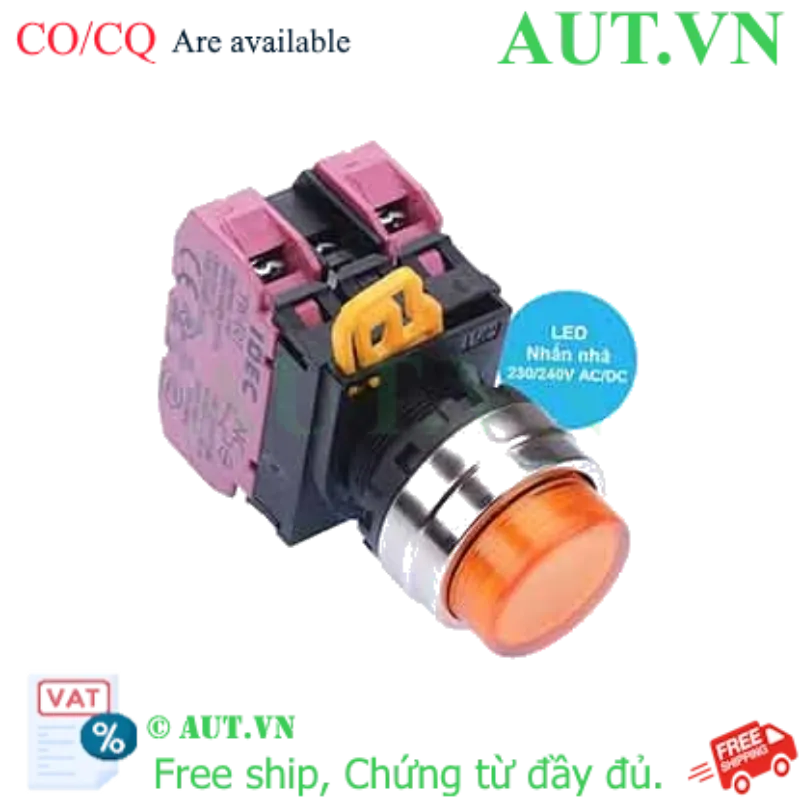 Ảnh của Nút nhấn nhả có đèn IDEC YW4L-M2E02QM3A 220VAC D22 2NC (Hổ phách)