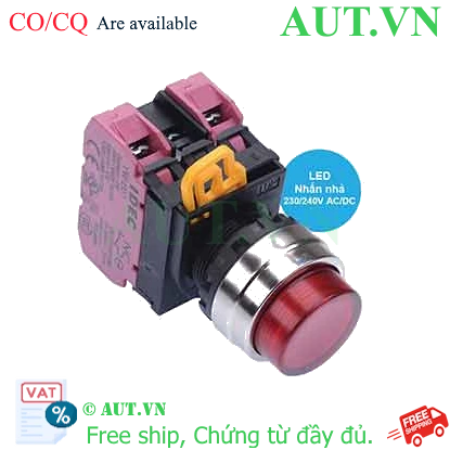 Ảnh của Nút nhấn nhả có đèn IDEC YW4L-M2E02QM3R 220VAC D22 2NC (Đỏ)