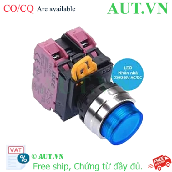 Ảnh của Nút nhấn nhả có đèn IDEC YW4L-M2E02QM3S 220VAC D22 2NC (Xanh)