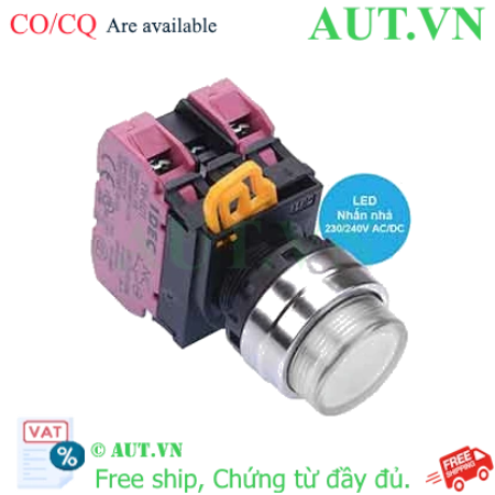 Ảnh của Nút nhấn nhả có đèn IDEC YW4L-M2E02QM3W 220VAC D22 2NC (Trắng)