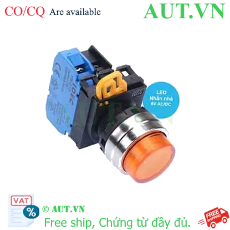 Ảnh của Nút nhấn nhả có đèn IDEC YW4L-M2E10Q2A 6VAC/DC D22 1NO (Hổ phách)