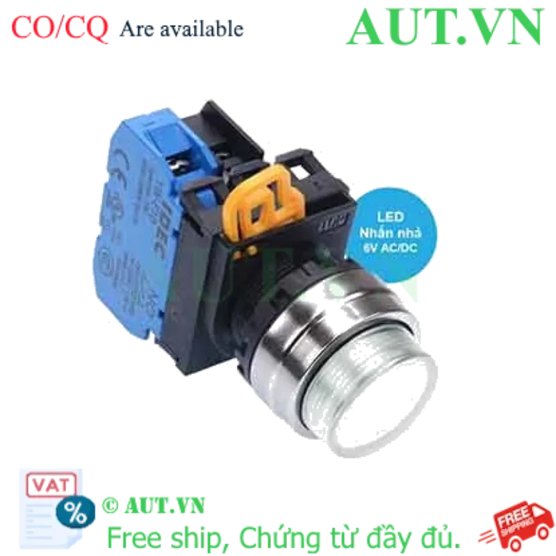 Ảnh của Nút nhấn nhả có đèn IDEC YW4L-M2E10Q2PW 6VAC/DC D22 1NO (Trắng)