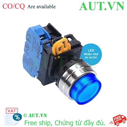 Ảnh của Nút nhấn nhả có đèn IDEC YW4L-M2E10Q2S 6VAC/DC D22 1NO (Xanh)