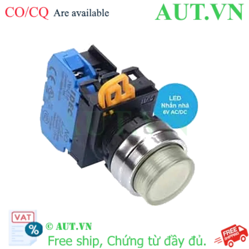 Ảnh của Nút nhấn nhả có đèn IDEC YW4L-M2E10Q2W 6VAC/DC D22 1NO (Trắng)