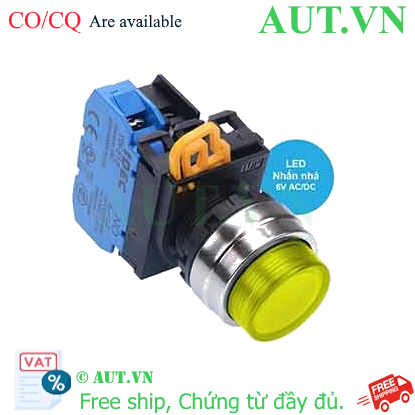 Ảnh của Nút nhấn nhả có đèn IDEC YW4L-M2E10Q2Y 6VAC/DC D22 1NO (Vàng)