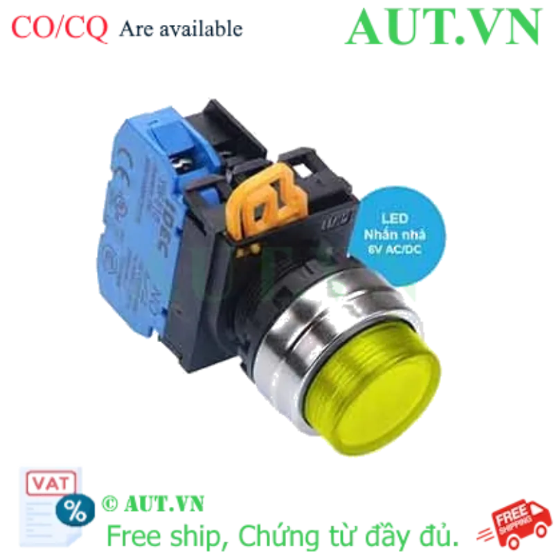 Ảnh của Nút nhấn nhả có đèn IDEC YW4L-M2E10Q2Y 6VAC/DC D22 1NO (Vàng)
