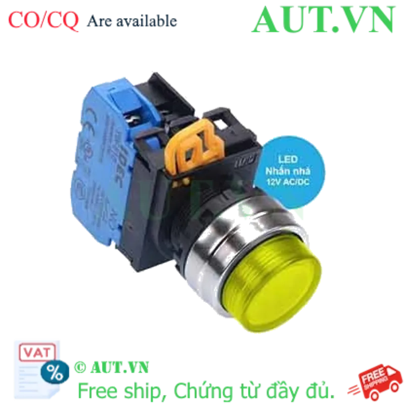 Ảnh của Nút nhấn nhả có đèn IDEC YW4L-M2E10Q3Y 12VAC/DC D22 1NO (Vàng)