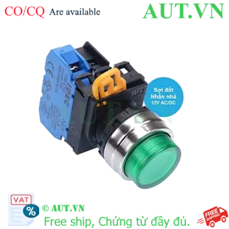 Ảnh của Nút nhấn nhả có đèn IDEC YW4L-M2E10Q6G 12VAC/DC D22 1NO (Xanh)