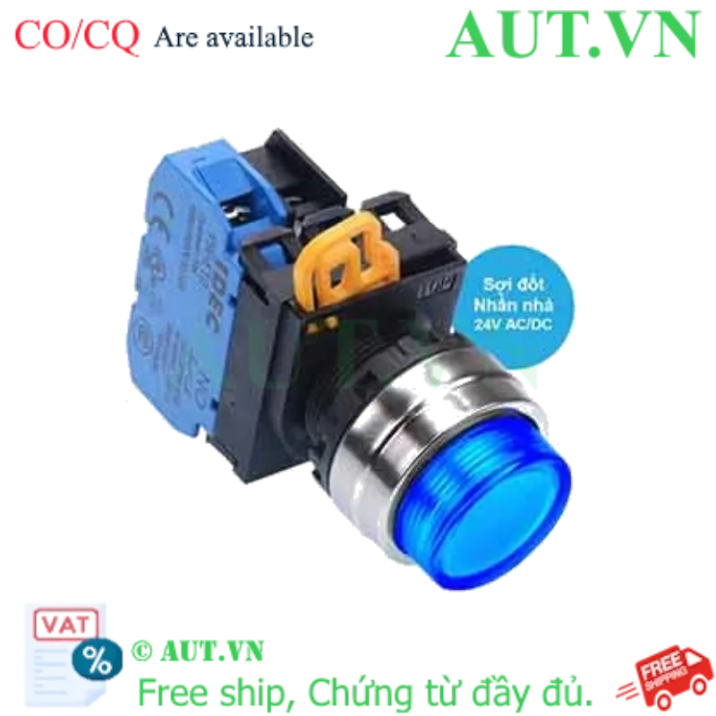 Ảnh của Nút nhấn nhả có đèn IDEC YW4L-M2E10Q7S 24VAC/DC D22 1NO (Xanh)