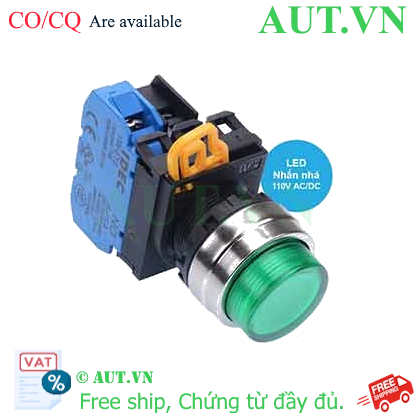 Ảnh của Nút nhấn nhả có đèn IDEC YW4L-M2E10QHG 110VAC D22 1NO (Xanh)