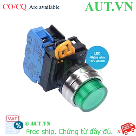 Ảnh của Nút nhấn nhả có đèn IDEC YW4L-M2E10QHG 110VAC D22 1NO (Xanh)