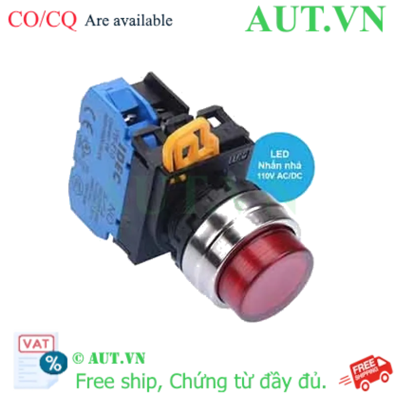 Ảnh của Nút nhấn nhả có đèn IDEC YW4L-M2E10QHR 110VAC D22 1NO (Đỏ)