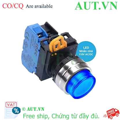 Ảnh của Nút nhấn nhả có đèn IDEC YW4L-M2E10QHS 110VAC D22 1NO (Xanh)