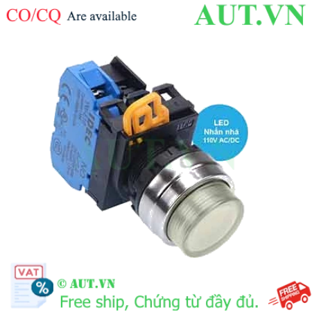 Ảnh của Nút nhấn nhả có đèn IDEC YW4L-M2E10QHW 110VAC D22 1NO (Trắng)