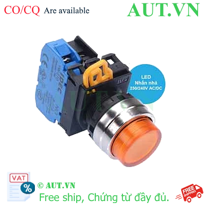 Ảnh của Nút nhấn nhả có đèn IDEC YW4L-M2E10QM3A 220VAC D22 1NO (Hổ phách)