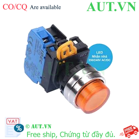 Ảnh của Nút nhấn nhả có đèn IDEC YW4L-M2E10QM3A 220VAC D22 1NO (Hổ phách)